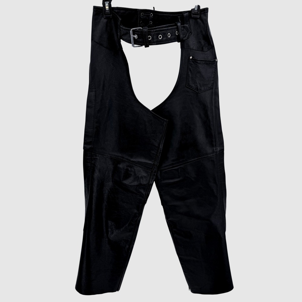 Hot Leathers Motorcycle Moto Biker Chaps Riding Pants Black Western Medium‎